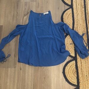 Bailey 44 Blue Long Sleeve Blouse with Cut Out Relaxed Style